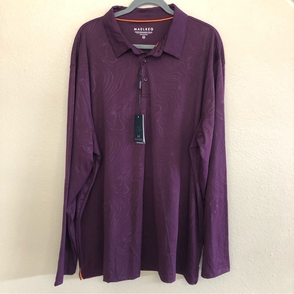 Maelreg Golf Performance Dry Fit Embossed Purple Long Sleeve Shirt Polo Size 3XL - Picture 5 of 16